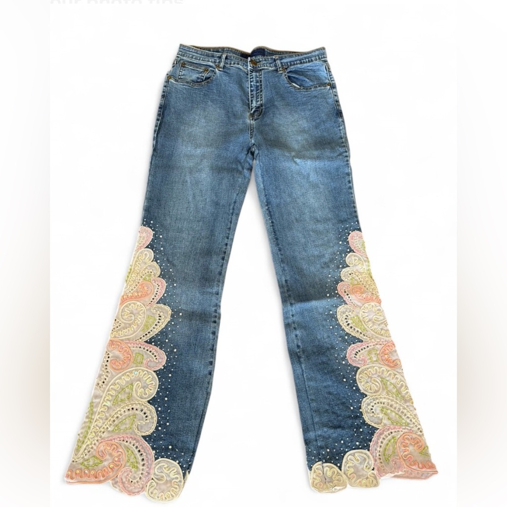 Y2K Sassy Thai Boho Embroidered Flare Jeans